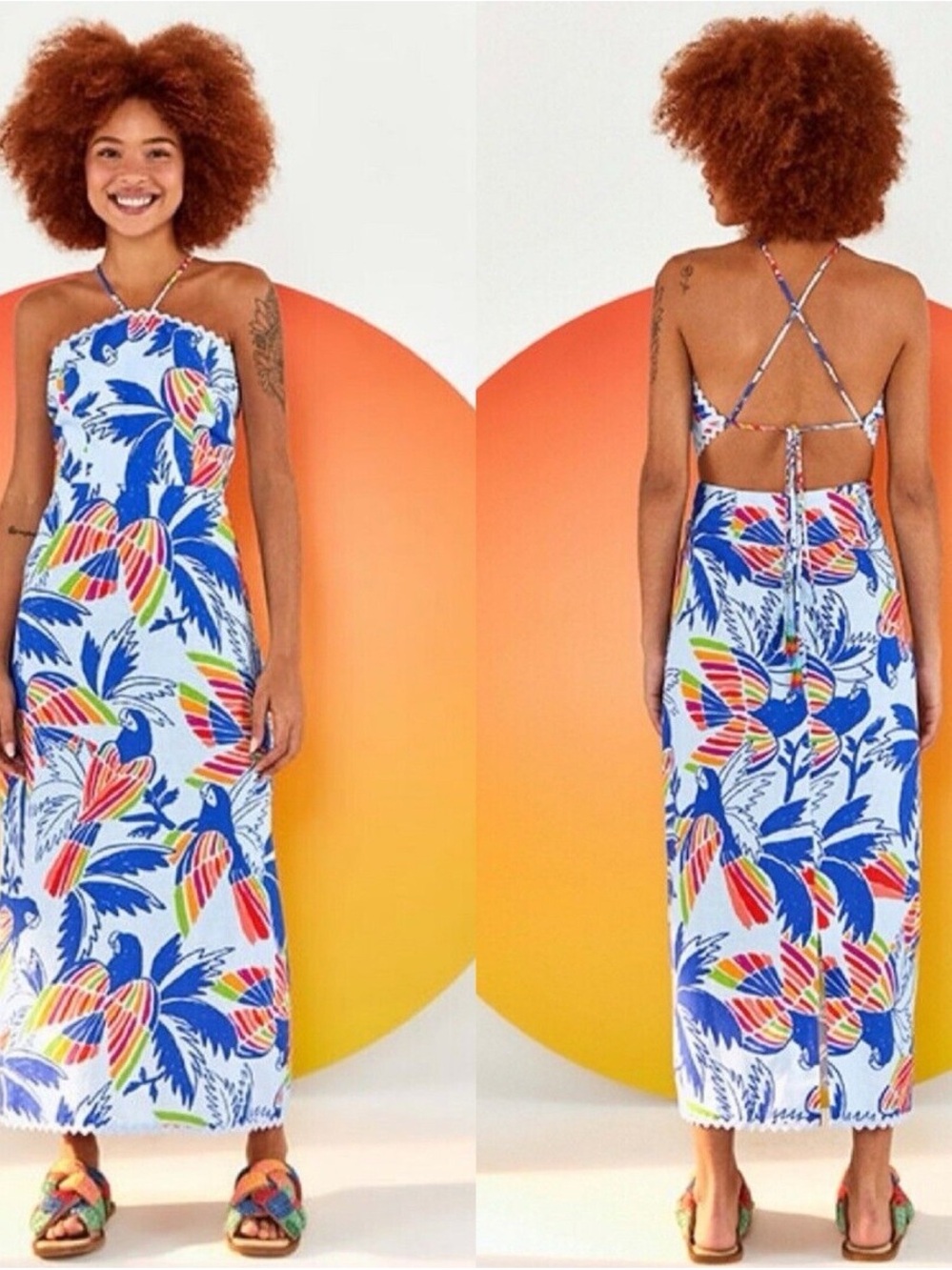 FARM Rio Blue Color Birds Maxi Dress - Picture 2 of 6